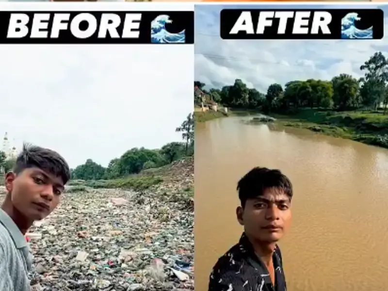 அஜ்னார் நதியைத் தனி ஒருவராகச் சுத்தம் செய்த இந்திய மாணவர்!